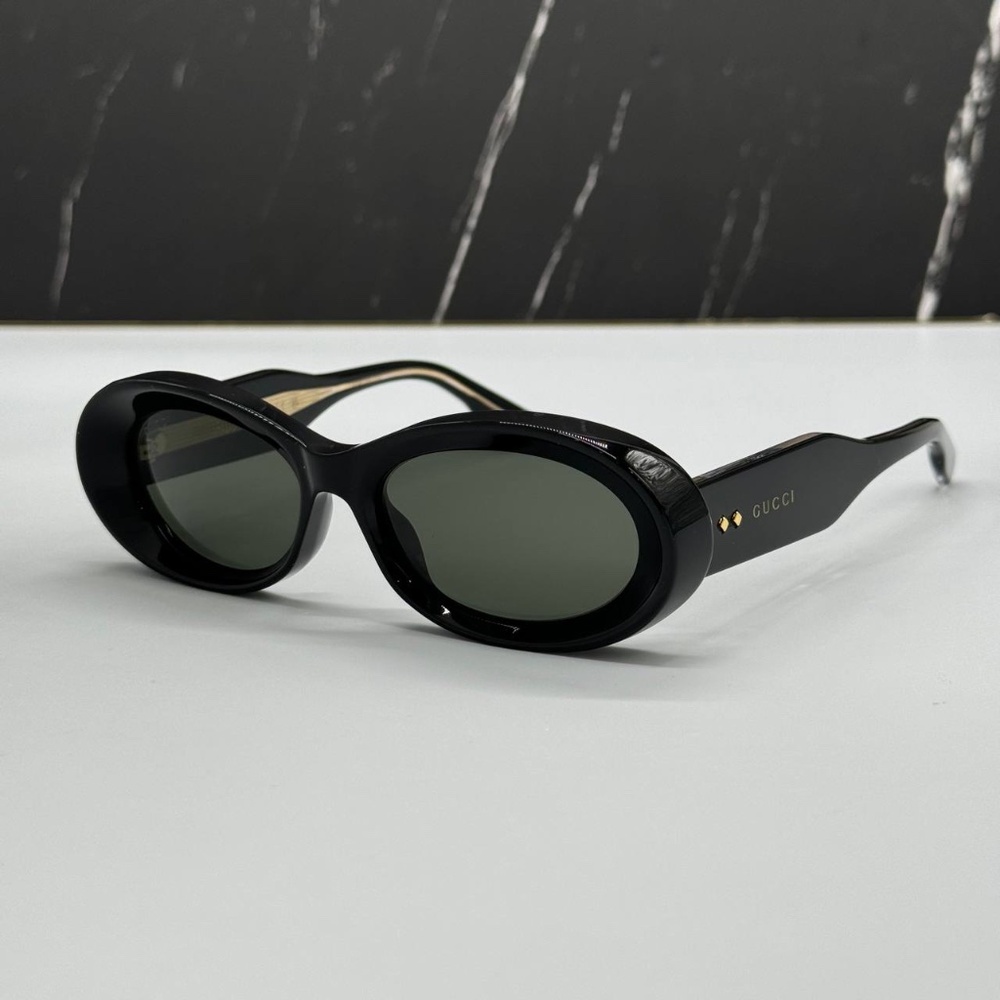 NEW GG1527S 001 GUCCI BLACK GREY OVAL WOMEN GUCCI SUNGLASSES - Picture 4 of 12